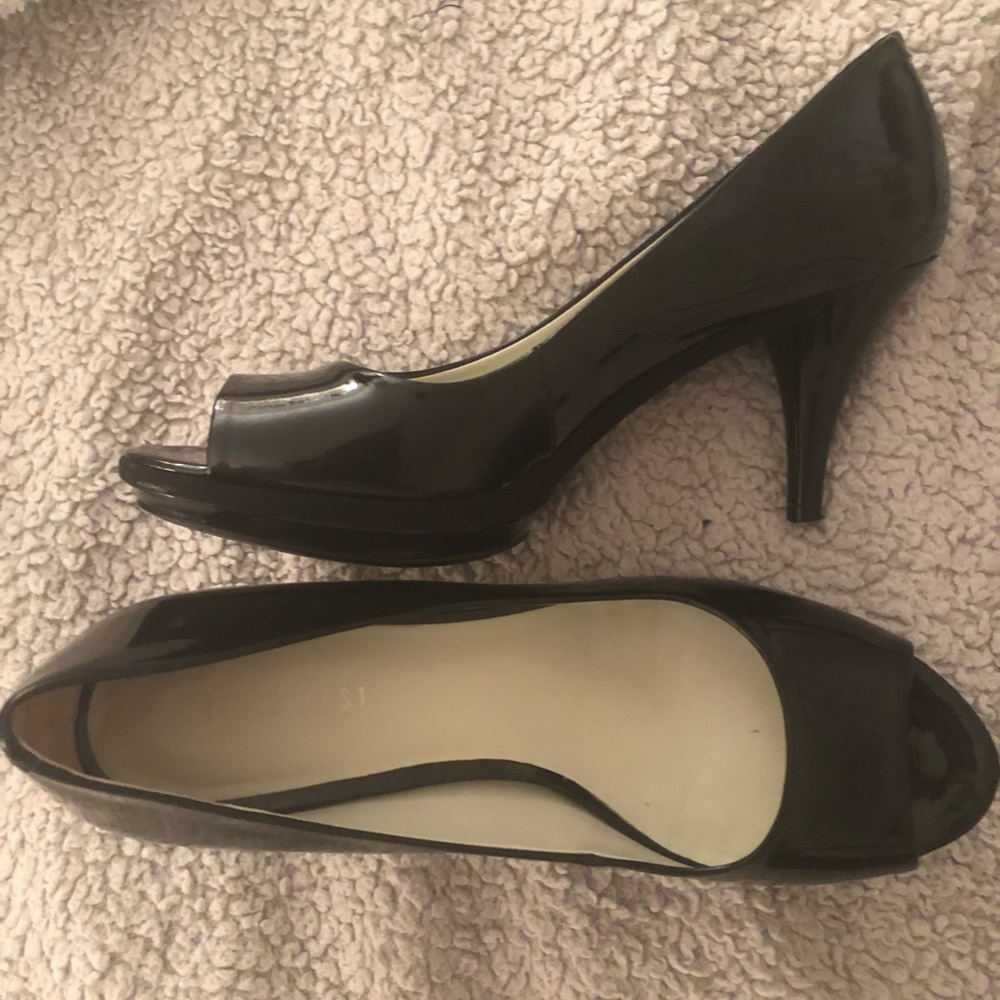 Nine West black patent leather platforms